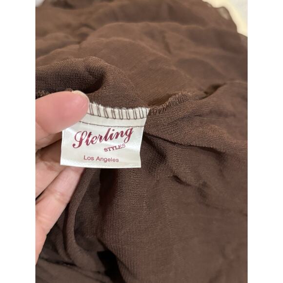 Brown sheer dress with black lace details. One size. Simple, romantic & chic - Picture 7 of 8